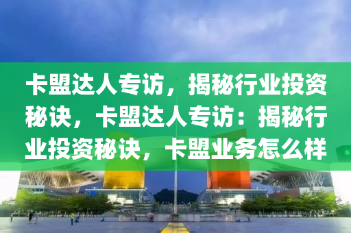 卡盟达人专访，揭秘行业投资秘诀，卡盟达人专访：揭秘行业投资秘诀，卡盟业务怎么样
