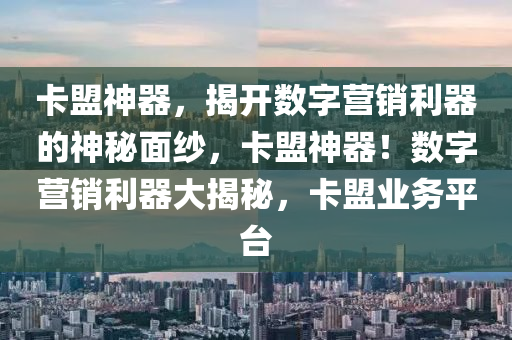 卡盟神器，揭开数字营销利器的神秘面纱，卡盟神器！数字营销利器大揭秘，卡盟业务平台