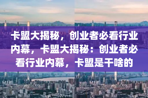 卡盟大揭秘，创业者必看行业内幕，卡盟大揭秘：创业者必看行业内幕，卡盟是干啥的
