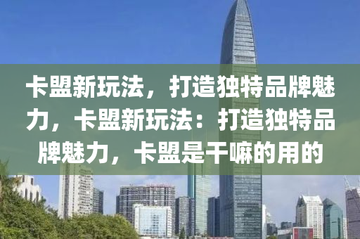 卡盟新玩法，打造独特品牌魅力，卡盟新玩法：打造独特品牌魅力，卡盟是干嘛的用的
