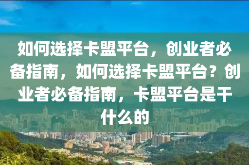 如何选择卡盟平台，创业者必备指南，如何选择卡盟平台？创业者必备指南，卡盟平台是干什么的
