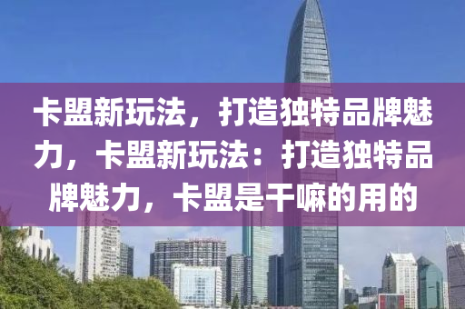 卡盟新玩法，打造独特品牌魅力，卡盟新玩法：打造独特品牌魅力，卡盟是干嘛的用的