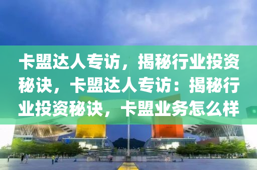 卡盟达人专访，揭秘行业投资秘诀，卡盟达人专访：揭秘行业投资秘诀，卡盟业务怎么样