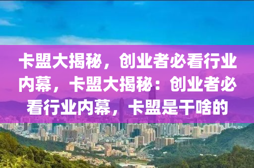 卡盟大揭秘，创业者必看行业内幕，卡盟大揭秘：创业者必看行业内幕，卡盟是干啥的