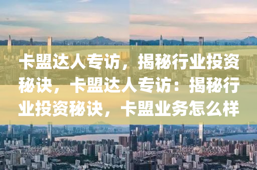 卡盟达人专访，揭秘行业投资秘诀，卡盟达人专访：揭秘行业投资秘诀，卡盟业务怎么样