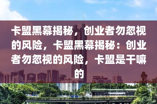 卡盟黑幕揭秘，创业者勿忽视的风险，卡盟黑幕揭秘：创业者勿忽视的风险，卡盟是干嘛的