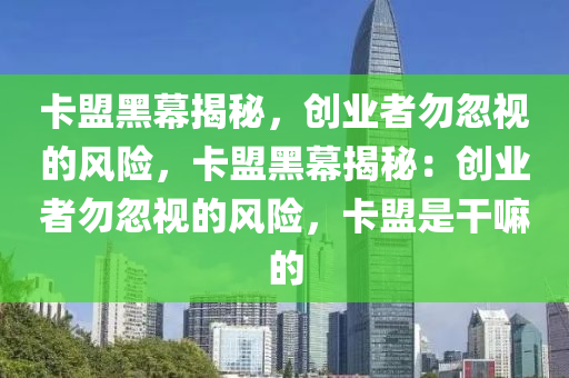 卡盟黑幕揭秘，创业者勿忽视的风险，卡盟黑幕揭秘：创业者勿忽视的风险，卡盟是干嘛的