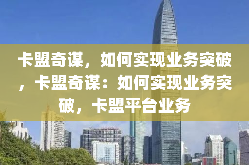 卡盟奇谋，如何实现业务突破，卡盟奇谋：如何实现业务突破，卡盟平台业务