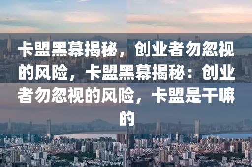 卡盟黑幕揭秘，创业者勿忽视的风险，卡盟黑幕揭秘：创业者勿忽视的风险，卡盟是干嘛的