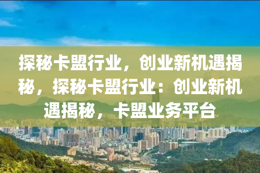 探秘卡盟行业，创业新机遇揭秘，探秘卡盟行业：创业新机遇揭秘，卡盟业务平台