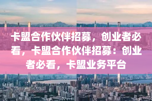 卡盟合作伙伴招募，创业者必看，卡盟合作伙伴招募：创业者必看，卡盟业务平台