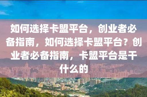 如何选择卡盟平台，创业者必备指南，如何选择卡盟平台？创业者必备指南，卡盟平台是干什么的