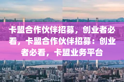 卡盟合作伙伴招募，创业者必看，卡盟合作伙伴招募：创业者必看，卡盟业务平台