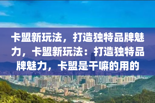 卡盟新玩法，打造独特品牌魅力，卡盟新玩法：打造独特品牌魅力，卡盟是干嘛的用的