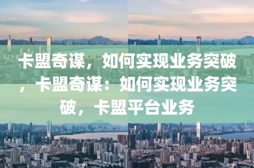 卡盟奇谋，如何实现业务突破，卡盟奇谋：如何实现业务突破，卡盟平台业务