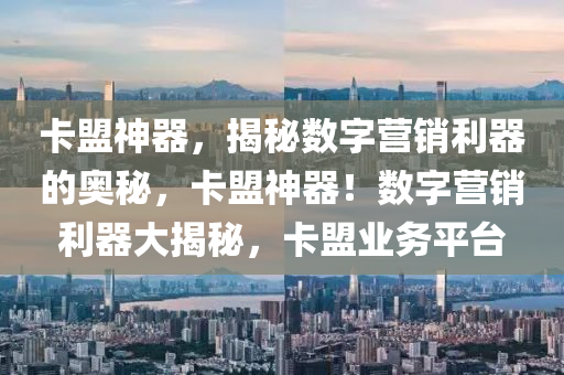 卡盟神器，揭秘数字营销利器的奥秘，卡盟神器！数字营销利器大揭秘，卡盟业务平台