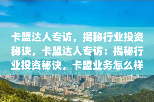 卡盟达人专访，揭秘行业投资秘诀，卡盟达人专访：揭秘行业投资秘诀，卡盟业务怎么样