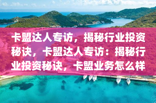 卡盟达人专访，揭秘行业投资秘诀，卡盟达人专访：揭秘行业投资秘诀，卡盟业务怎么样