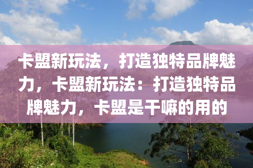 卡盟新玩法，打造独特品牌魅力，卡盟新玩法：打造独特品牌魅力，卡盟是干嘛的用的