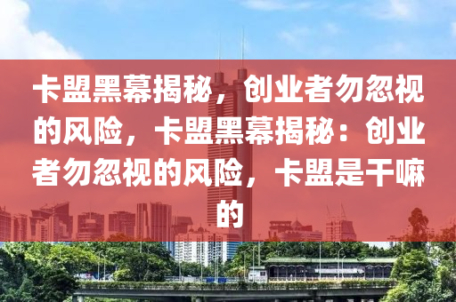 卡盟黑幕揭秘，创业者勿忽视的风险，卡盟黑幕揭秘：创业者勿忽视的风险，卡盟是干嘛的
