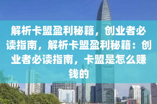 解析卡盟盈利秘籍，创业者必读指南，解析卡盟盈利秘籍：创业者必读指南，卡盟是怎么赚钱的