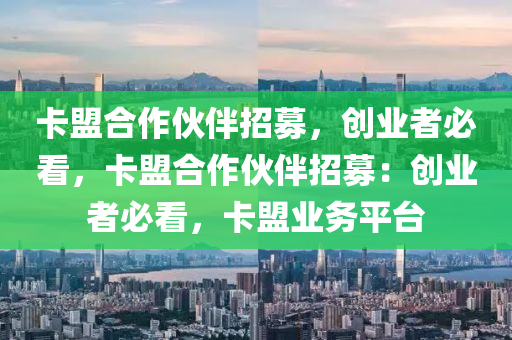 卡盟合作伙伴招募，创业者必看，卡盟合作伙伴招募：创业者必看，卡盟业务平台