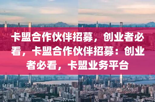卡盟合作伙伴招募，创业者必看，卡盟合作伙伴招募：创业者必看，卡盟业务平台