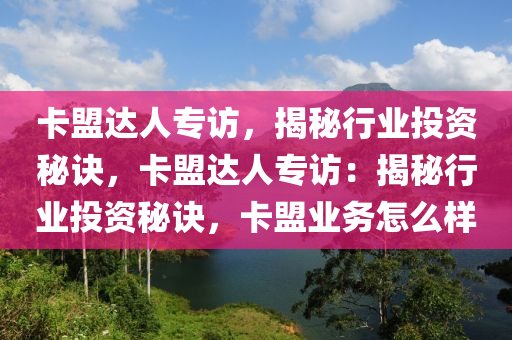 卡盟达人专访，揭秘行业投资秘诀，卡盟达人专访：揭秘行业投资秘诀，卡盟业务怎么样