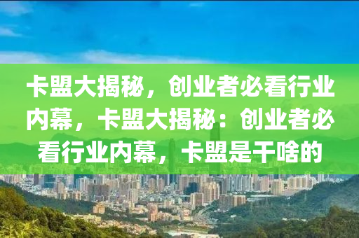 卡盟大揭秘，创业者必看行业内幕，卡盟大揭秘：创业者必看行业内幕，卡盟是干啥的