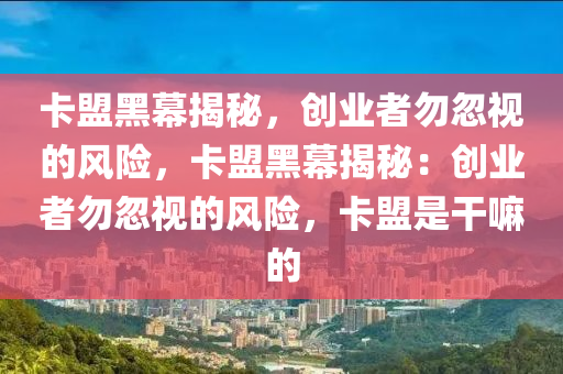 卡盟黑幕揭秘，创业者勿忽视的风险，卡盟黑幕揭秘：创业者勿忽视的风险，卡盟是干嘛的