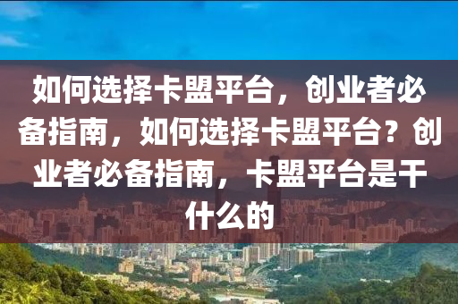 如何选择卡盟平台，创业者必备指南，如何选择卡盟平台？创业者必备指南，卡盟平台是干什么的
