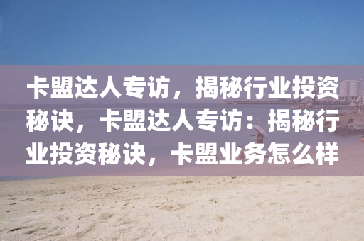 卡盟达人专访，揭秘行业投资秘诀，卡盟达人专访：揭秘行业投资秘诀，卡盟业务怎么样