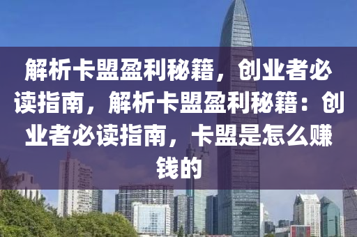 解析卡盟盈利秘籍，创业者必读指南，解析卡盟盈利秘籍：创业者必读指南，卡盟是怎么赚钱的