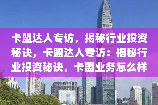 卡盟达人专访，揭秘行业投资秘诀，卡盟达人专访：揭秘行业投资秘诀，卡盟业务怎么样