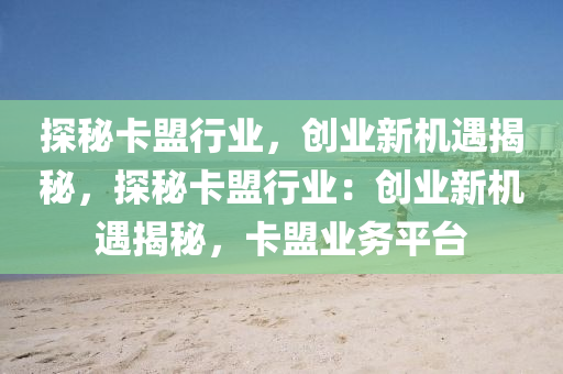 探秘卡盟行业，创业新机遇揭秘，探秘卡盟行业：创业新机遇揭秘，卡盟业务平台