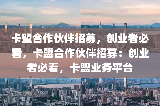 卡盟合作伙伴招募，创业者必看，卡盟合作伙伴招募：创业者必看，卡盟业务平台