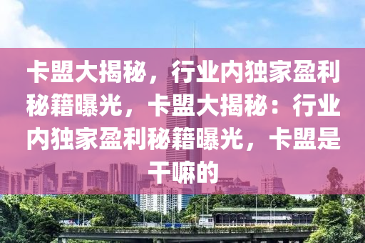 卡盟大揭秘，行业内独家盈利秘籍曝光，卡盟大揭秘：行业内独家盈利秘籍曝光，卡盟是干嘛的