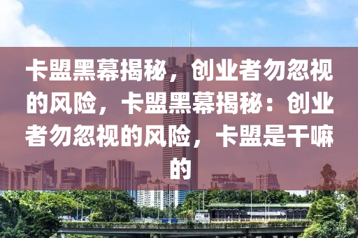 卡盟黑幕揭秘，创业者勿忽视的风险，卡盟黑幕揭秘：创业者勿忽视的风险，卡盟是干嘛的