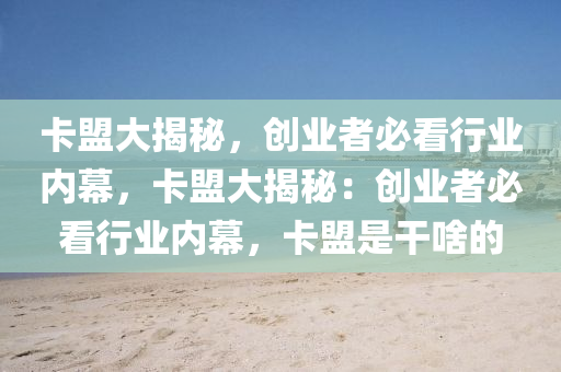 卡盟大揭秘，创业者必看行业内幕，卡盟大揭秘：创业者必看行业内幕，卡盟是干啥的