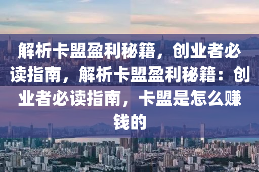 解析卡盟盈利秘籍，创业者必读指南，解析卡盟盈利秘籍：创业者必读指南，卡盟是怎么赚钱的