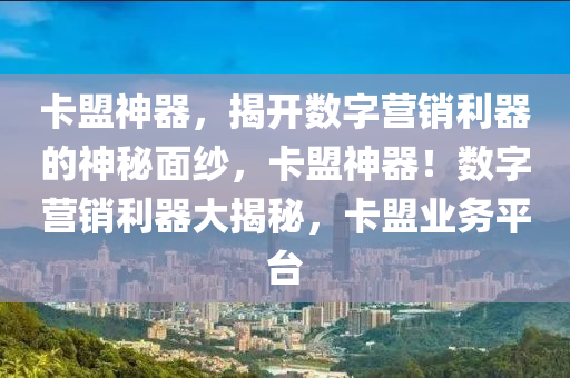 卡盟神器，揭开数字营销利器的神秘面纱，卡盟神器！数字营销利器大揭秘，卡盟业务平台