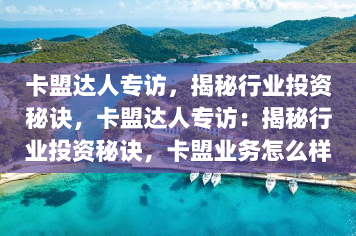 卡盟达人专访，揭秘行业投资秘诀，卡盟达人专访：揭秘行业投资秘诀，卡盟业务怎么样