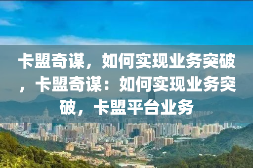 卡盟奇谋，如何实现业务突破，卡盟奇谋：如何实现业务突破，卡盟平台业务