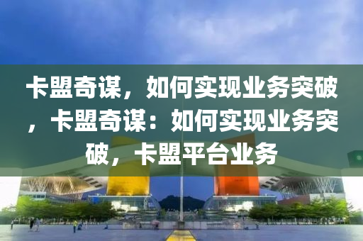 卡盟奇谋，如何实现业务突破，卡盟奇谋：如何实现业务突破，卡盟平台业务