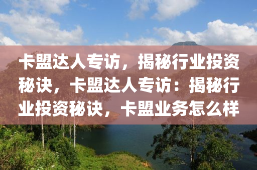 卡盟达人专访，揭秘行业投资秘诀，卡盟达人专访：揭秘行业投资秘诀，卡盟业务怎么样