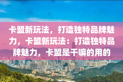 卡盟新玩法，打造独特品牌魅力，卡盟新玩法：打造独特品牌魅力，卡盟是干嘛的用的