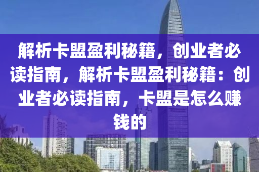 解析卡盟盈利秘籍，创业者必读指南，解析卡盟盈利秘籍：创业者必读指南，卡盟是怎么赚钱的