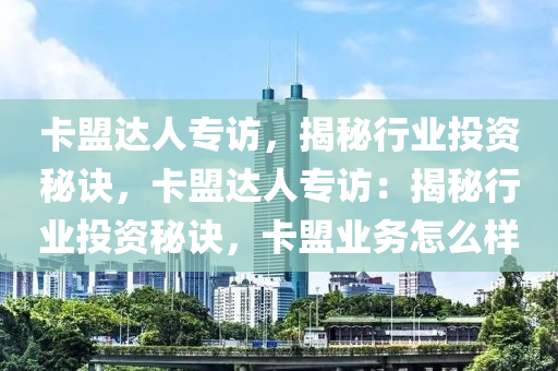 卡盟达人专访，揭秘行业投资秘诀，卡盟达人专访：揭秘行业投资秘诀，卡盟业务怎么样