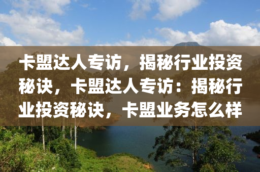 卡盟达人专访，揭秘行业投资秘诀，卡盟达人专访：揭秘行业投资秘诀，卡盟业务怎么样
