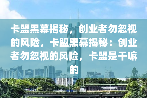 卡盟黑幕揭秘，创业者勿忽视的风险，卡盟黑幕揭秘：创业者勿忽视的风险，卡盟是干嘛的